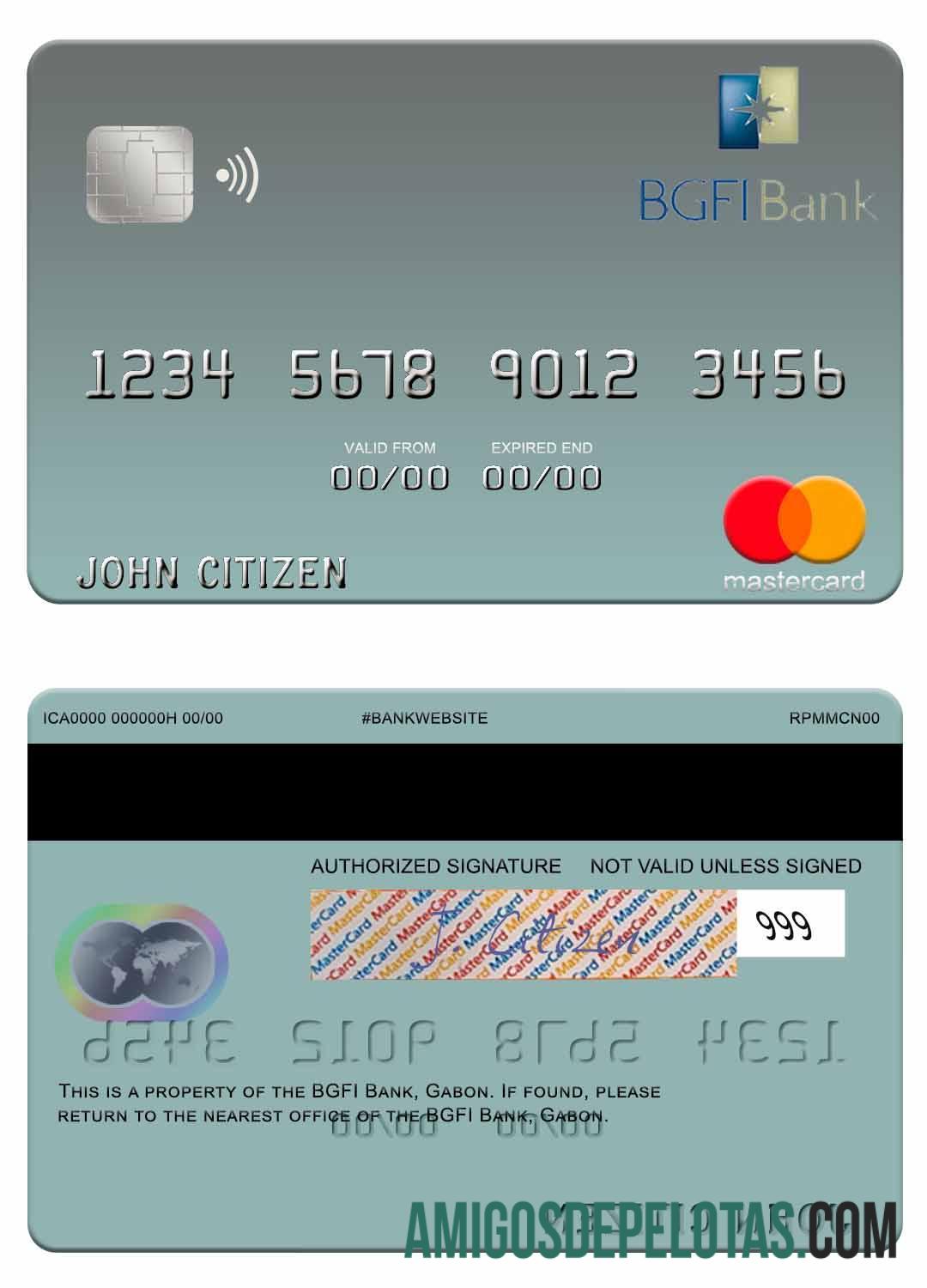 Gabão BGFI Bank Mastercard exemplo